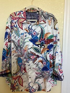 Robert Graham White Multicolor Floral Paisley Button-Down